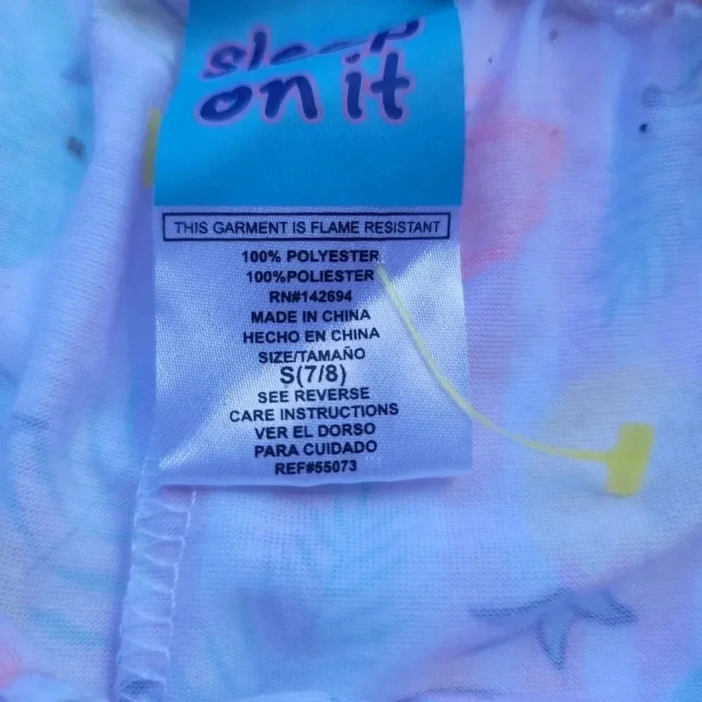Sleep On It Pajama Pants S (7/8) Multicolor Tropical Pink Girl's Elastic Waist